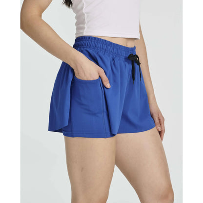Real Essentials 4 Pack: Womens Flowy Dry Fit Running Short - Gym Yoga Workout Summer Shorts (Available in plus Size)