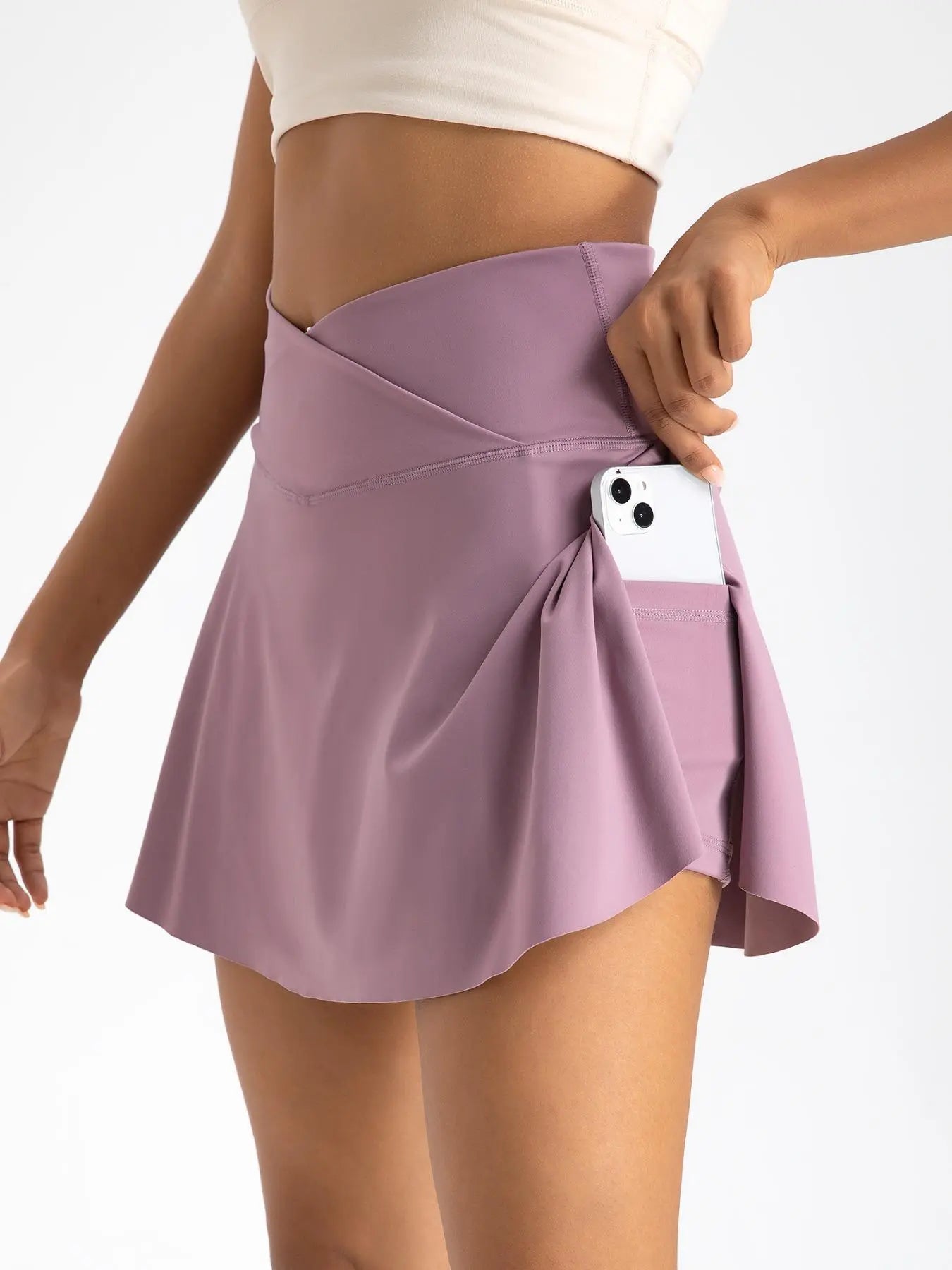 Women'S Plain Pocket Sports Skort, Summer Outfits 2024, Solid Color Skort for Yoga Gym Workout Running, Ladies Sportswear Clothing for Indoor Outdoor Wear, Active Skort Skirt, Athletic Skorts, Tennis Skort, Pocket Design Skort, Workout Skirts