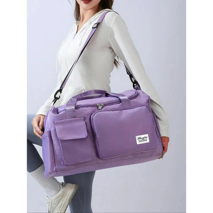 Women's Large Capacity Travel Duffle Bag with Zipper Pocket and Shoe Compartment - Durable Nylon for Gym and Short Business Trips