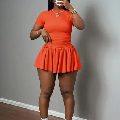 Women's Casual Sporty 2-Piece Yoga Gym Set - Short Sleeve Stretchy Outfit - Ideal Mother's Day Gift