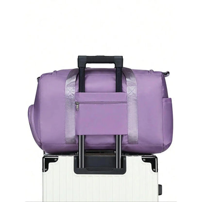 Women's Large Capacity Travel Duffle Bag with Zipper Pocket and Shoe Compartment - Durable Nylon for Gym and Short Business Trips