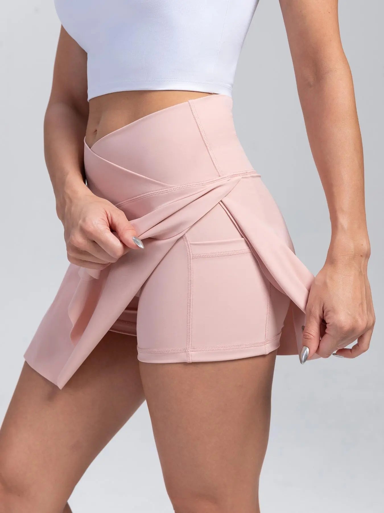 Women'S Plain Pocket Sports Skort, Summer Outfits 2024, Solid Color Skort for Yoga Gym Workout Running, Ladies Sportswear Clothing for Indoor Outdoor Wear, Active Skort Skirt, Athletic Skorts, Tennis Skort, Pocket Design Skort, Workout Skirts