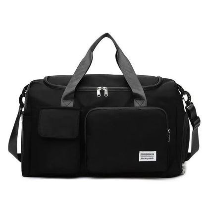 Women's Large Capacity Travel Duffle Bag with Zipper Pocket and Shoe Compartment - Durable Nylon for Gym and Short Business Trips