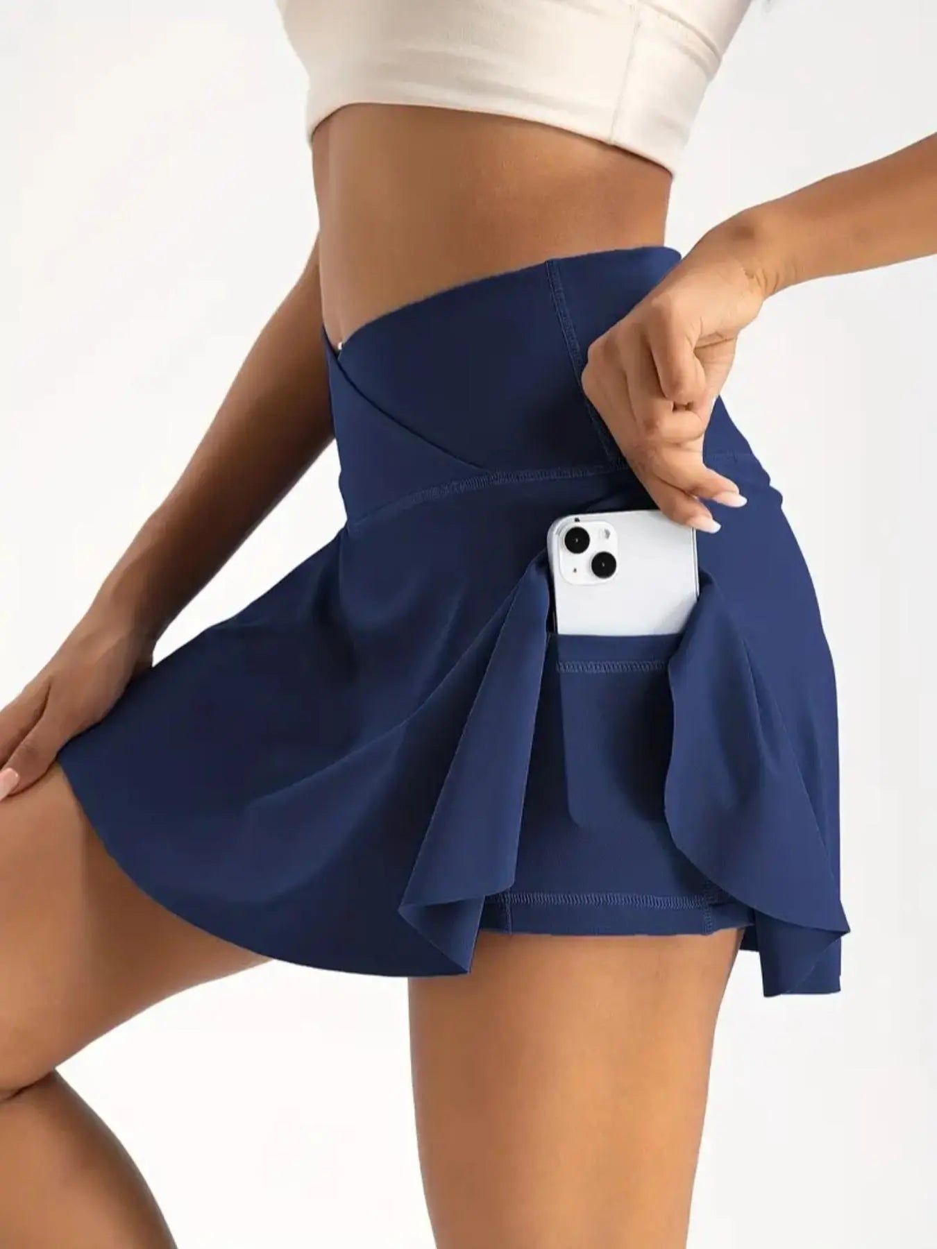 Women'S Plain Pocket Sports Skort, Summer Outfits 2024, Solid Color Skort for Yoga Gym Workout Running, Ladies Sportswear Clothing for Indoor Outdoor Wear, Active Skort Skirt, Athletic Skorts, Tennis Skort, Pocket Design Skort, Workout Skirts