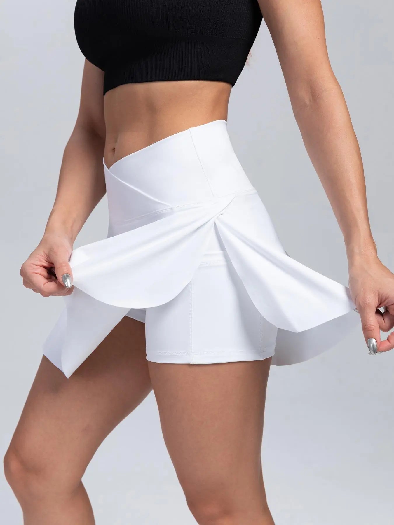 Women'S Plain Pocket Sports Skort, Summer Outfits 2024, Solid Color Skort for Yoga Gym Workout Running, Ladies Sportswear Clothing for Indoor Outdoor Wear, Active Skort Skirt, Athletic Skorts, Tennis Skort, Pocket Design Skort, Workout Skirts