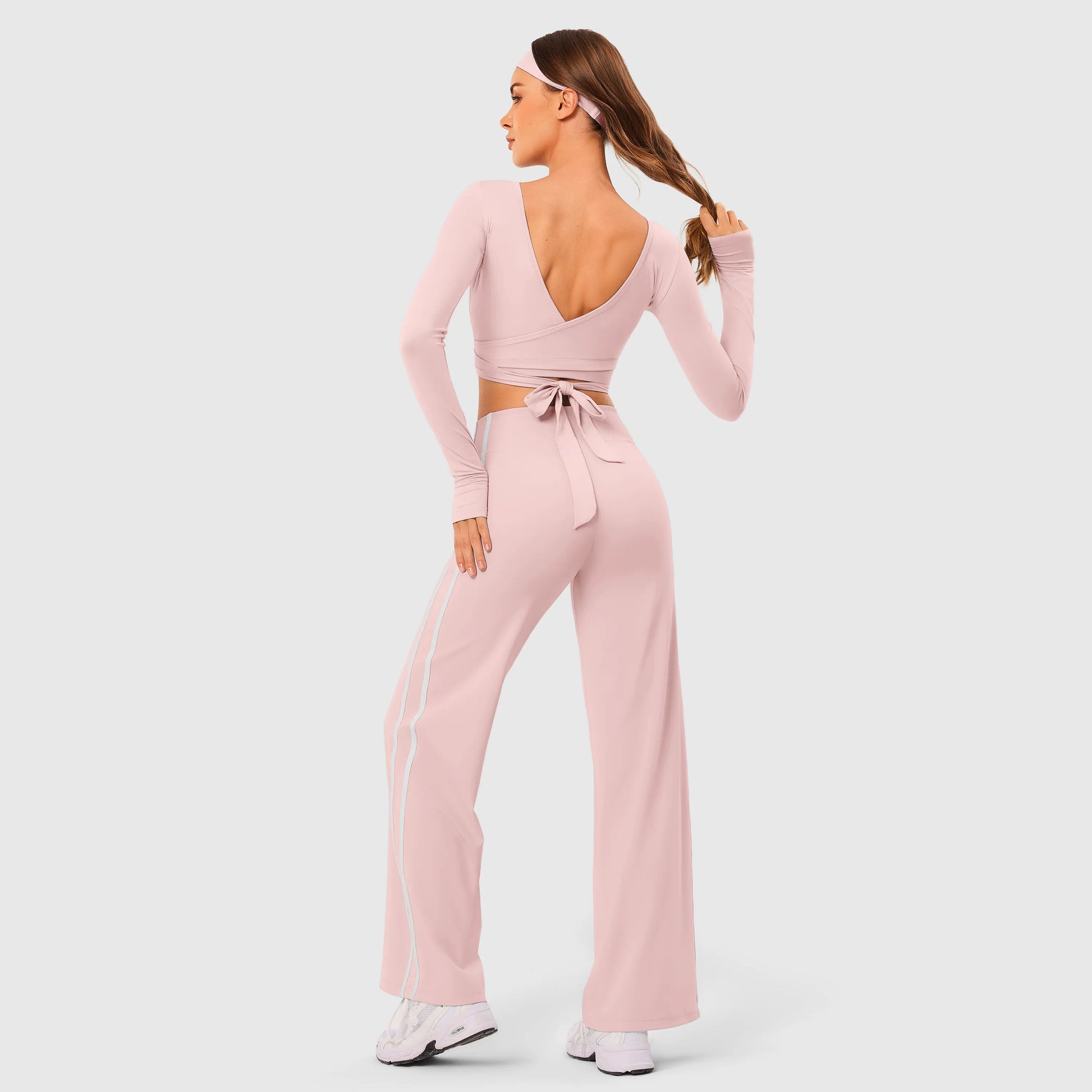 INNO MINT Pilates Wrap Top for Women Long Sleeve Convertible Styling Cropped Tie Ballet Yoga Tops V Neck Dance Athletic Shirt - Womenswear, Blouse