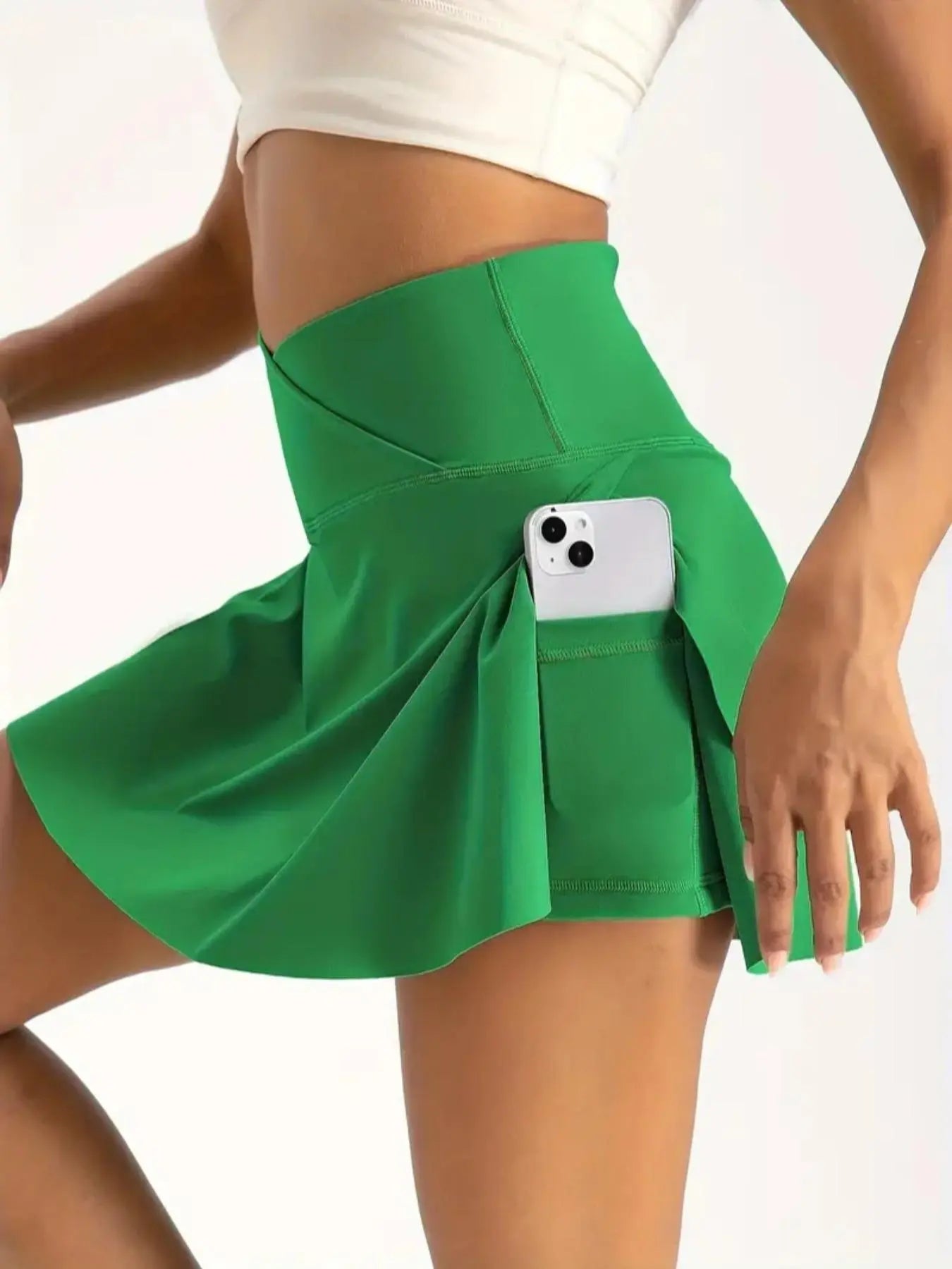 Women'S Plain Pocket Sports Skort, Summer Outfits 2024, Solid Color Skort for Yoga Gym Workout Running, Ladies Sportswear Clothing for Indoor Outdoor Wear, Active Skort Skirt, Athletic Skorts, Tennis Skort, Pocket Design Skort, Workout Skirts