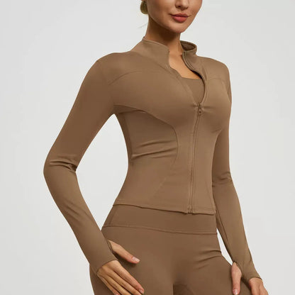 Women's Autumn and Winter Quick-Dry Sports Jacket for Yoga, Pilates, and Running - Long Sleeve Fitness Apparel