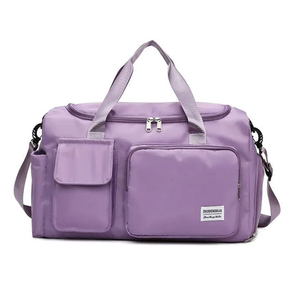 Women's Large Capacity Travel Duffle Bag with Zipper Pocket and Shoe Compartment - Durable Nylon for Gym and Short Business Trips