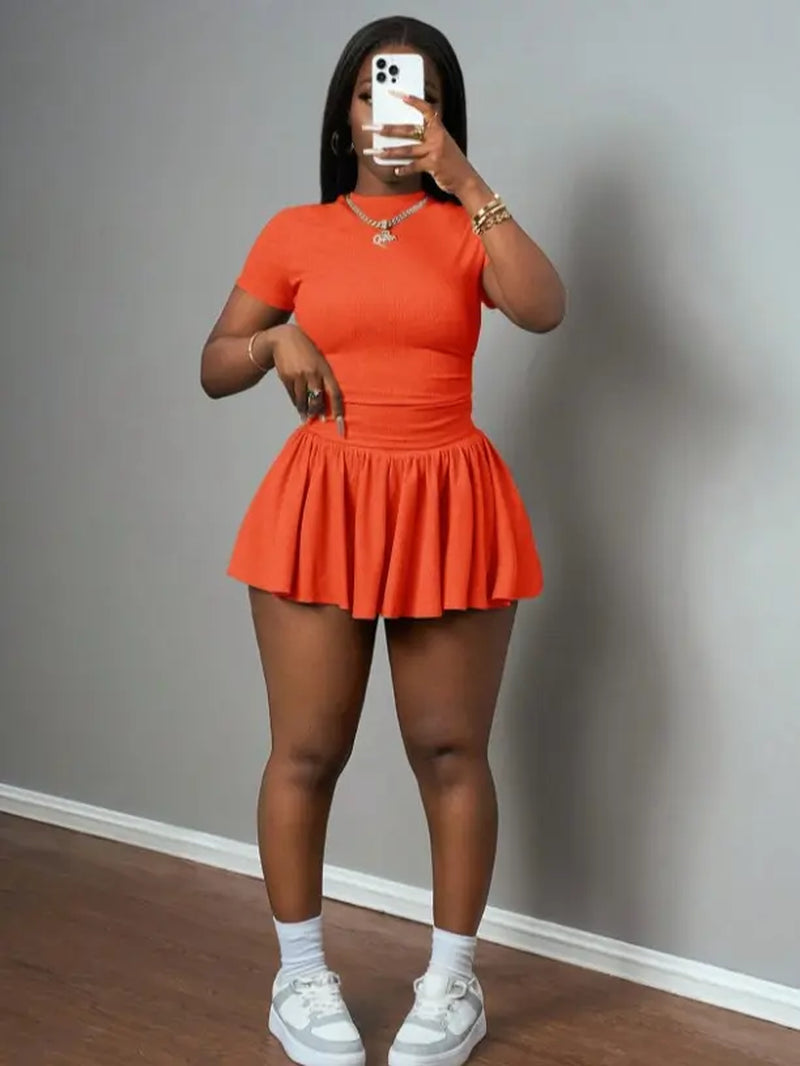 Women's Casual Sporty 2-Piece Yoga Gym Set - Short Sleeve Stretchy Outfit - Ideal Mother's Day Gift