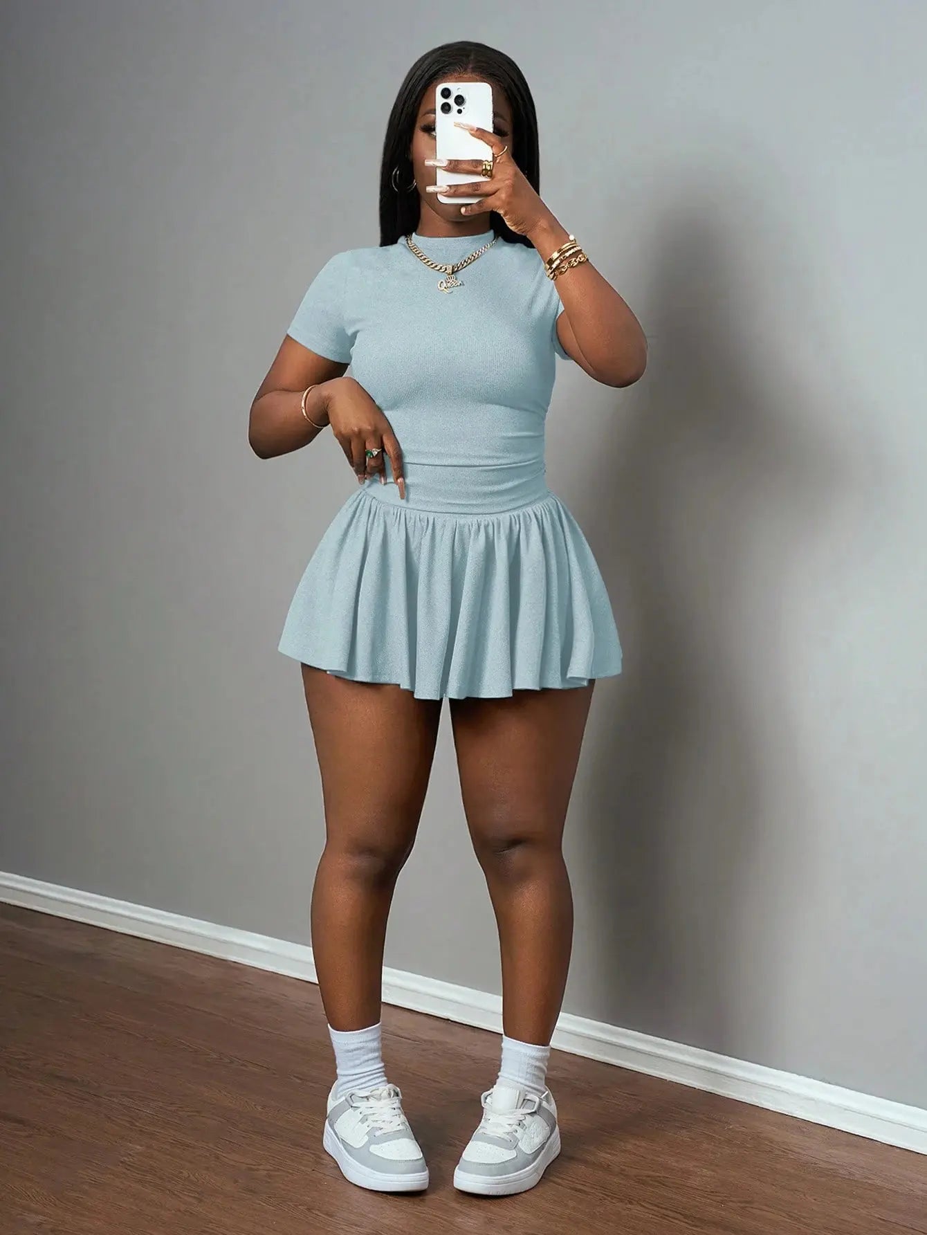 Women's Casual Sporty 2-Piece Yoga Gym Set - Short Sleeve Stretchy Outfit - Ideal Mother's Day Gift