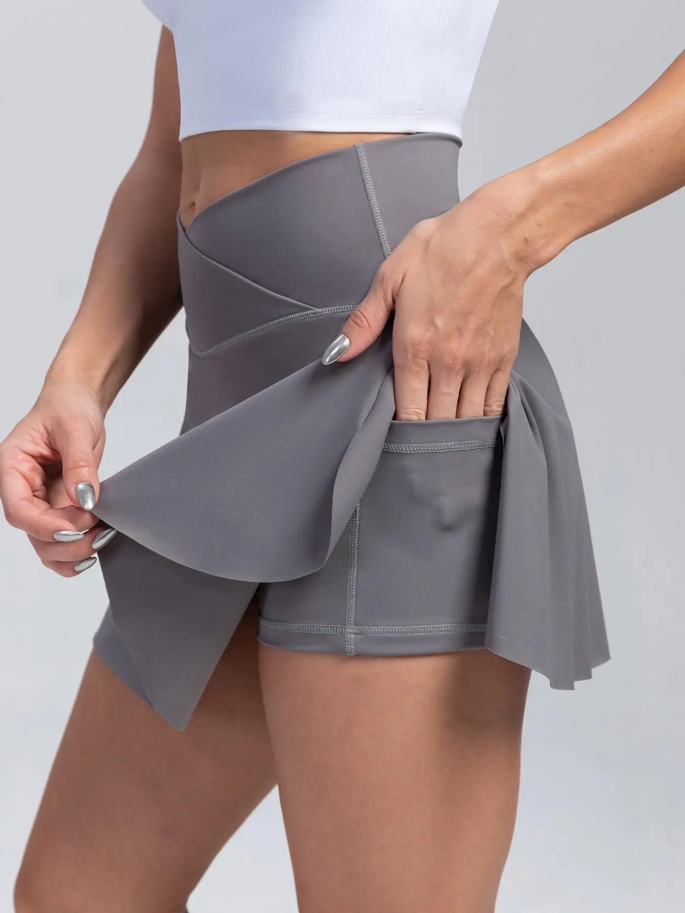 Women'S Plain Pocket Sports Skort, Summer Outfits 2024, Solid Color Skort for Yoga Gym Workout Running, Ladies Sportswear Clothing for Indoor Outdoor Wear, Active Skort Skirt, Athletic Skorts, Tennis Skort, Pocket Design Skort, Workout Skirts