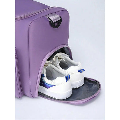 Women's Large Capacity Travel Duffle Bag with Zipper Pocket and Shoe Compartment - Durable Nylon for Gym and Short Business Trips